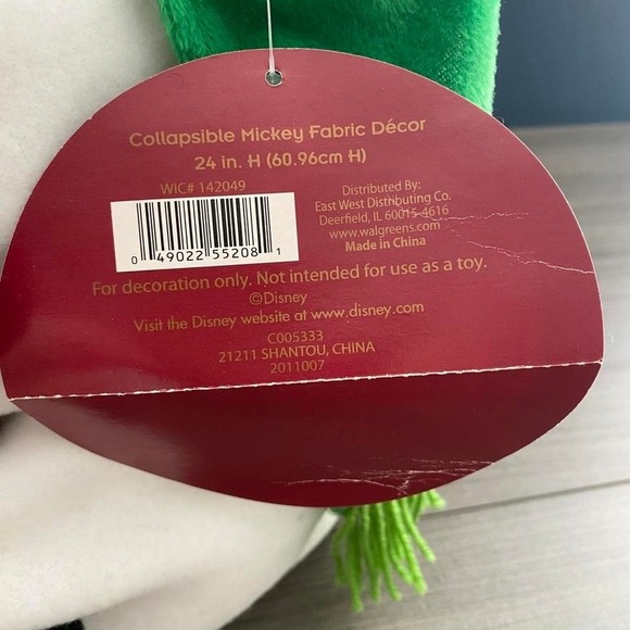 NWT Disney Mickey Mouse Snowman Collapsible Holiday Fabric Décor 24" - Picture 3 of 7